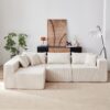 Corduroy Modular L Shaped Sectional Sofa, Luxury Floor Couch Set, 4 Piece Free Combination - Beige - Image 17
