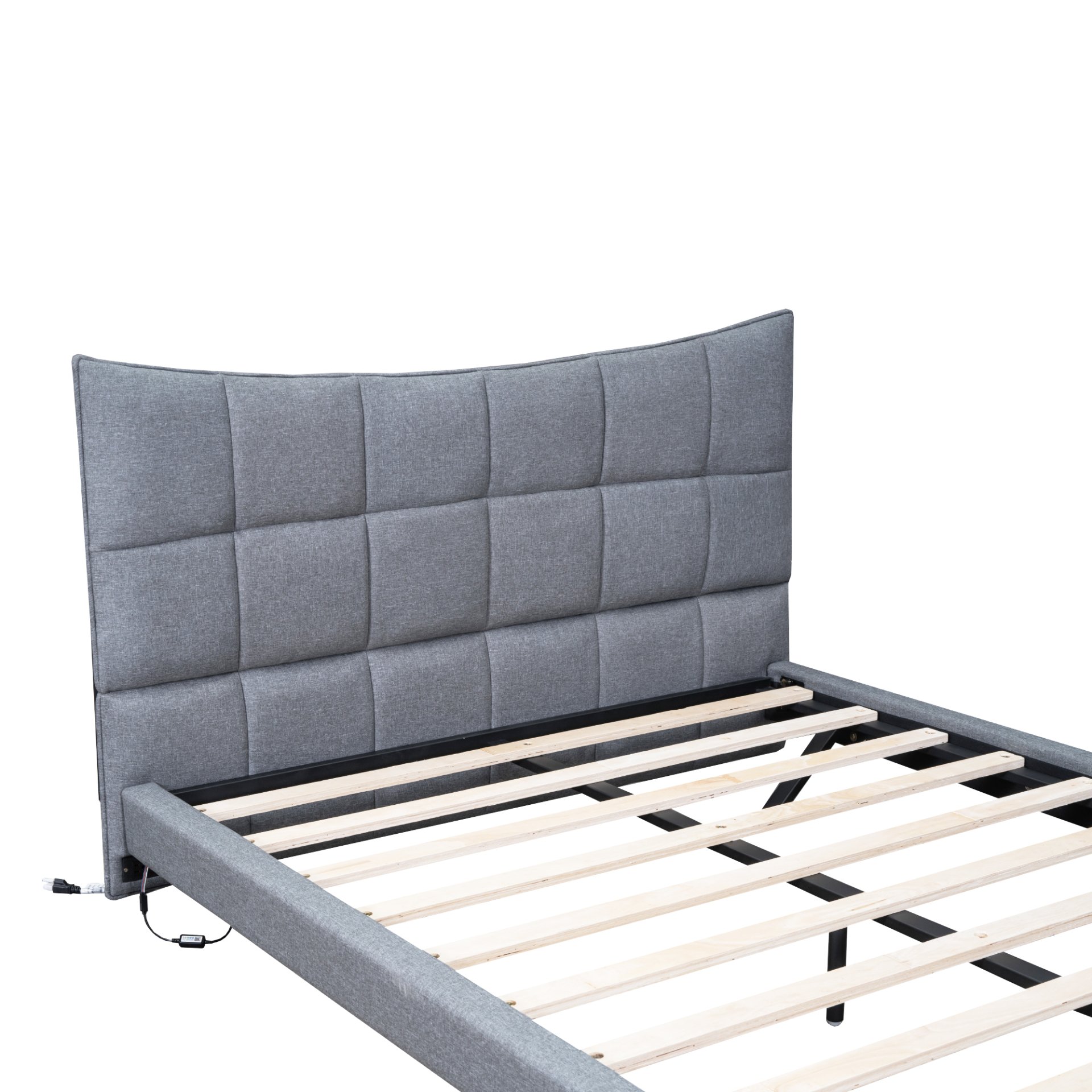 Full Size Upholstered Platform Bed With LED Lights, USB Ports And Outlets - Gray - Image 16