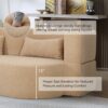 2 In 1 Convertible Sofa Bed, Full Size Folding Loveseat Couch With Soft Teddy Fabric, Floor Sofa Mattress With 2 Pillows, Space Saving Futon For Small Living Room, Dorm - Apricot - Image 8