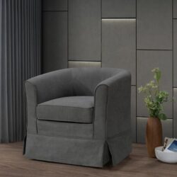 Tucker - Woven Fabric Swivel Barrel Chair - Gray