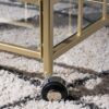 Modern Metal And Glass Bar Cart With Rolling Casters - Gold - Image 7