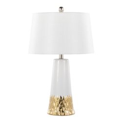 Penelope - Contemporary Table Lamp / White / Gold Body / White