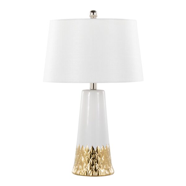Penelope - Contemporary Table Lamp / White / Gold Body / White