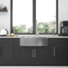 Double Bowl Sink 60 / 40 Split Apron Front Kitchen Sink In 16 Gauge With 2 10" Deep Basins 33" X21" X10" - Brushed Nickel - Image 5
