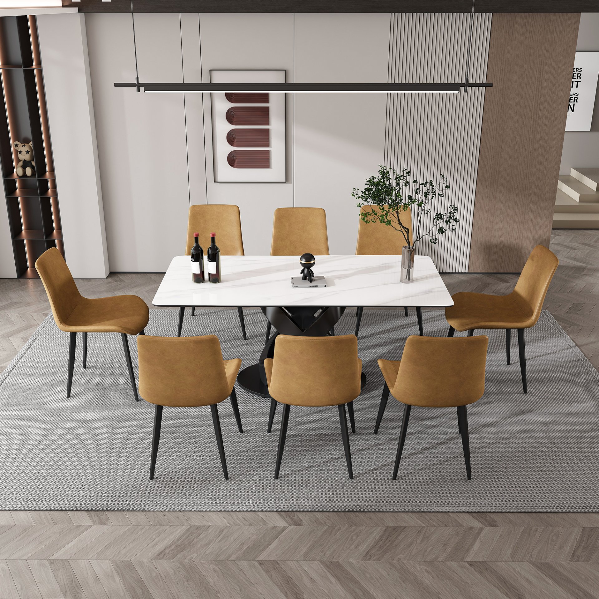 Rectangular Dining Table, Table For 8 Guests - Black / White - Image 2