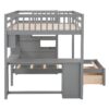 Full Over Twin Bunk Bed With Desk, Drawers And Shelves - Gray - Image 8