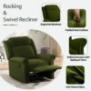 360 Degrees Swivel Recliner Manual Rocking With Adjustable Backrest For Living Room - Green - Image 24