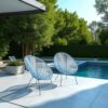 Egg Shaped String Chairs, Weather Resistant Frame (Set of 2) - Turquoise - Image 2