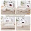 Modern Minimalist Modular Sectional Sofa, L - Shape Upholstered Cloud Couch - White - Image 4