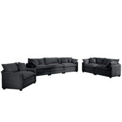 Classic & Modern Oversized 3 Piece Sectional Sofa With Deep Seats - Gray