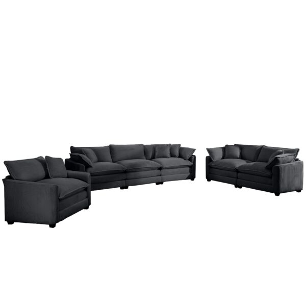 Classic & Modern Oversized 3 Piece Sectional Sofa With Deep Seats - Gray