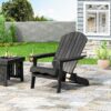 Zenithia - Outdoor Foldable Adirondack Chair With 2 Cup Holders - Dark Gray - Image 2