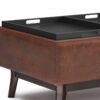 Owen - Tray Top Small Coffee Table Storage Ottoman - Distressed Saddle Brown - Image 4