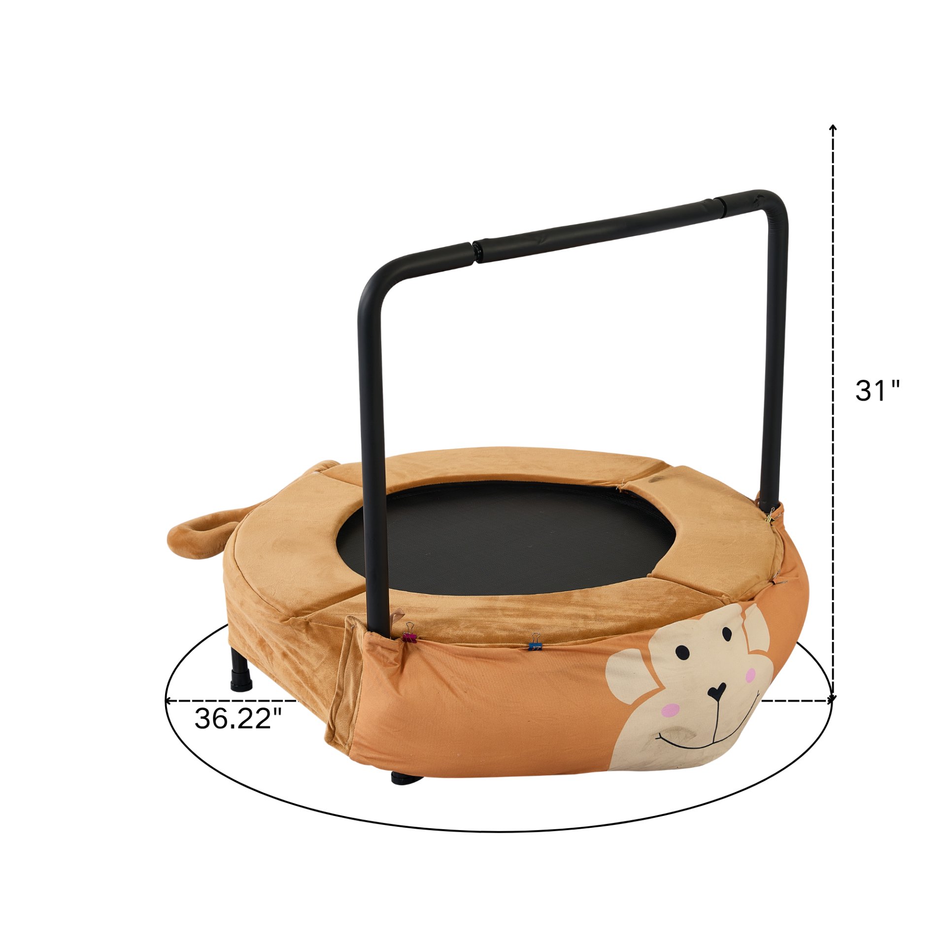 Monkey Children's Trampoline Happy Expression Outdoor / Indoor Dual Use, Foldable Iron Tube - Yellow / Black - Image 3