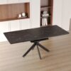 Modern Mid Century Extendable Dining Table With Metal X Shape Legs Top - Black - Image 2