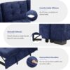 L-Shape Sofa Bed Pull-Out Sleeper Sofa With Wheels, USB Ports, Power Sockets For Living Room - Navy Blue - Image 7