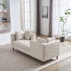 Wide Modern Double Sided Upholstered Chaise Lounge, Sleeper Sofa - Beige - Image 6