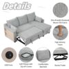 Pull Out Sleeper Sofa L-Shaped Couch Convertible Sofa Bed With Storage Chaise, Storage Racks And USB Ports - Light Gray - Image 8