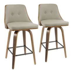 Gianna - Mid-Century Modern Counter Stool (Set of 2) - Walnut / Light Gray