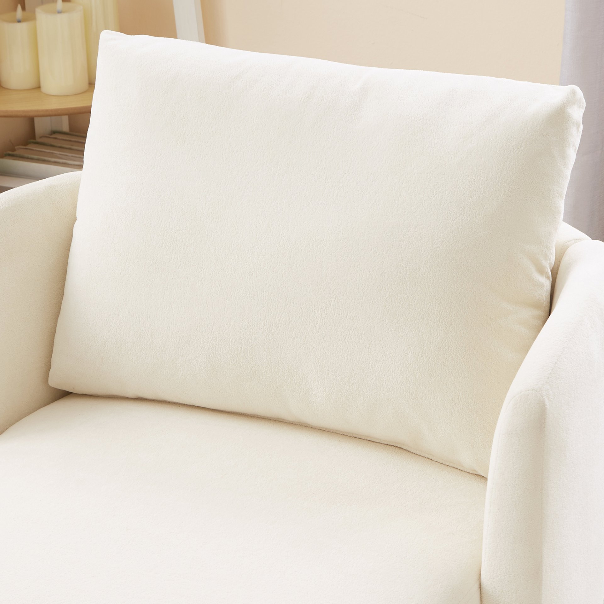 360° Swivel Chair With Upholstered Curved Design - Beige - Image 17