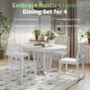 Topmax - 5 Piece Rustic Extendable Dining Table Set Round Trestle Table And 4 Cross Back Dining Chairs For Kitchen, Dining Room - Gray - Image 5