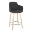 Boyne - Contemporary Fixed Height Counter Stool With Swivel With Round Footrest (Set of 2) - Natural / Dark Gray - Image 2