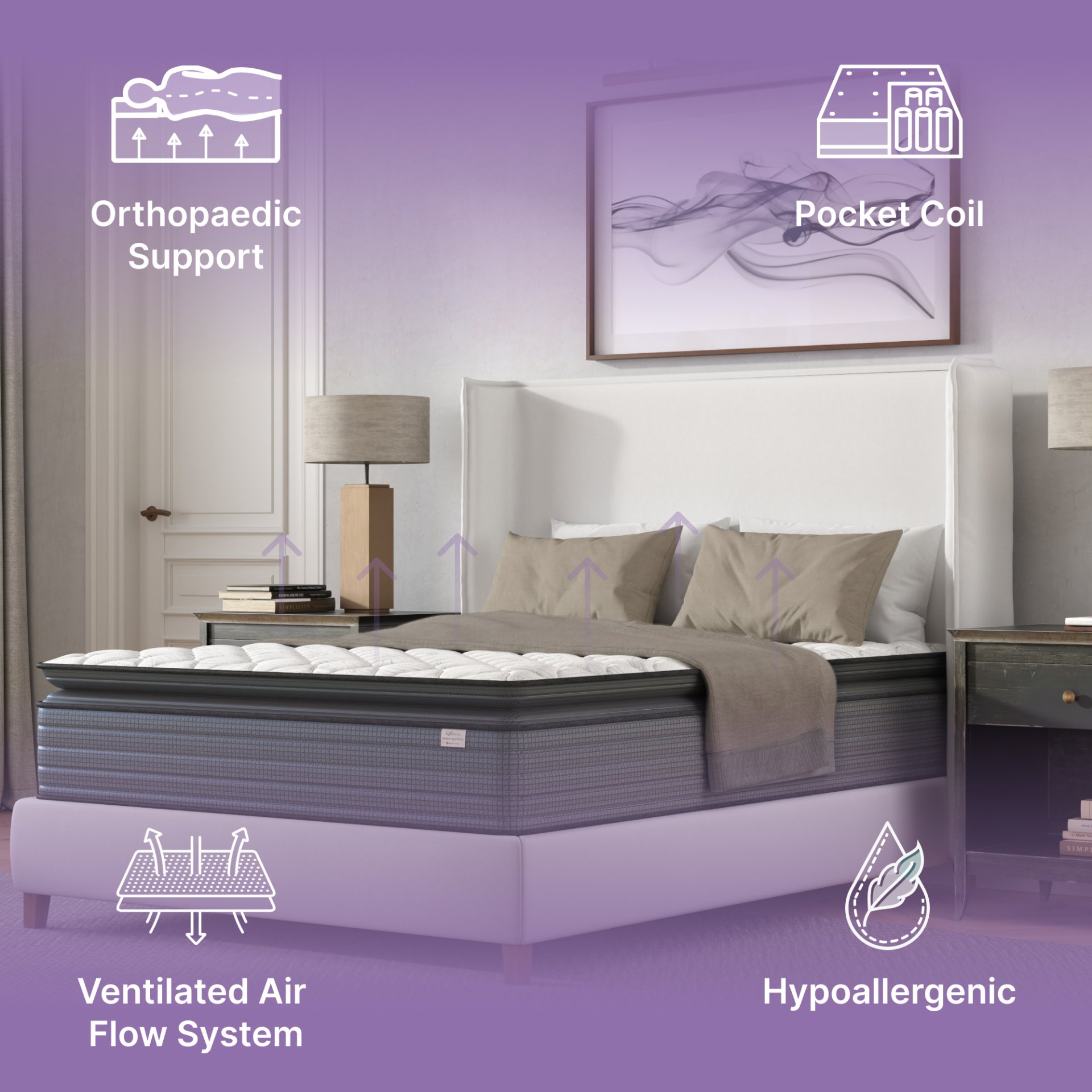 Isabella - 14" King Hybrid Pillow Top Mattress - Grey / White - Image 7