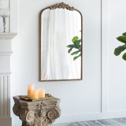 Arch Mirror, Baroque Inspired Wall Decor For Bathroom, Bedroom, Living Room - Gold