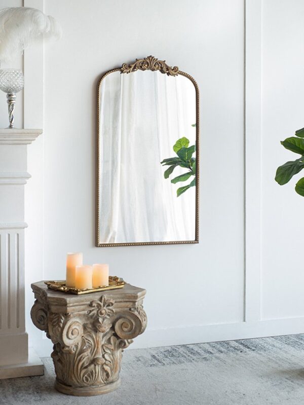 Arch Mirror, Baroque Inspired Wall Decor For Bathroom, Bedroom, Living Room - Gold