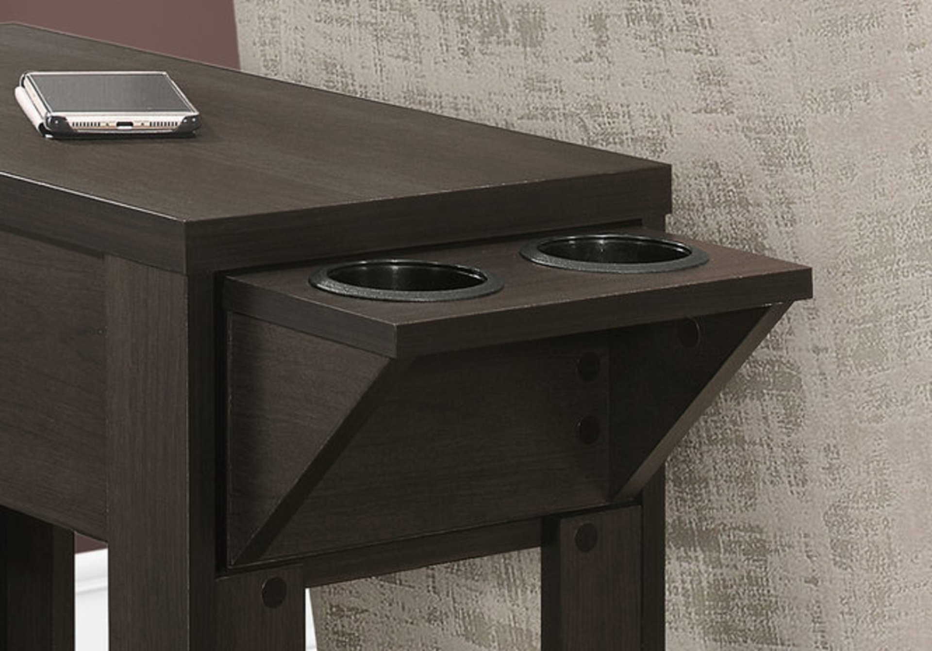 Accent Side Table, Storage, Lamp, Transitional - Espresso - Image 6