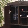 Wine Cabinet With Two Doors Removeable Wine Bottle Rack Metal Wine Glass Racks Four Shelves - Red Cocoa - Image 4