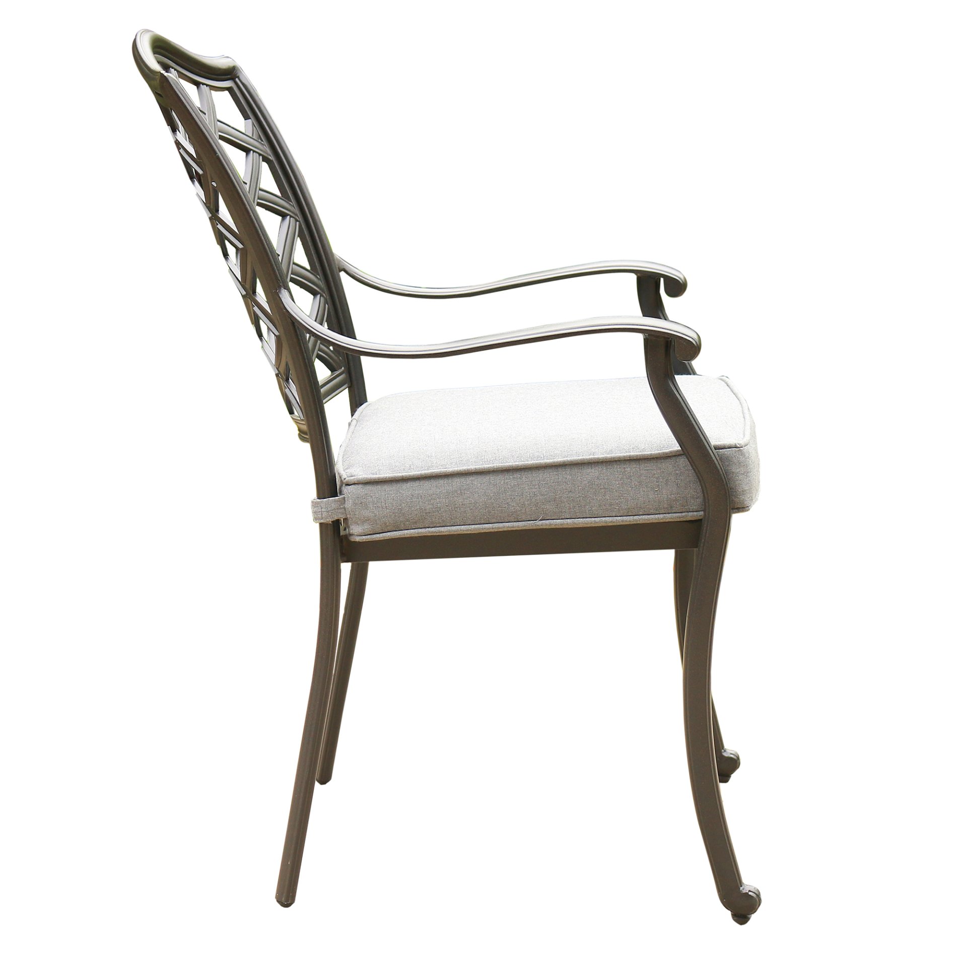 Outdoor Patio Aluminum Dining Arm Chair With Cushion (Set of 2) - Cast Slate - Image 6