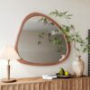 Asymmetrical Wall Mirror Wooden Framed Mirror Large Sized Dressing Mirror, For Living Room, Bedroom, Bathroom, Hallway Or Entry Way - Natural Wood - Image 3