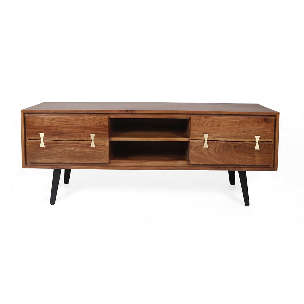Asther - Acacia Wood TV Cabinet - Natural Wood / Brown - Image 2
