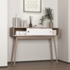 Rustic Entryway Console Table With Sliding White Doors And Wood Legs - Natural - Image 4