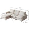 4 Piece L Shaped Modular Free Combination Sectional Sofa Couch With Ottoman - White - Image 11