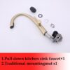 Elegant Single Handle Stainless Steel Pull Out Kitchen Faucet With High Arch Spout - Brushed Gold - Image 7