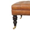 Buffalo - Studded Leather Ottoman With Castor Legs - Tan - Image 4