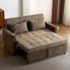 Loveseat Sofa Pull Out Sofa Bed Sleeper Sofa With A Reversible Backrest Cushion, Side Pockets, 2 USB Ports And A Phone Holder For Living Room - Brown - Image 3