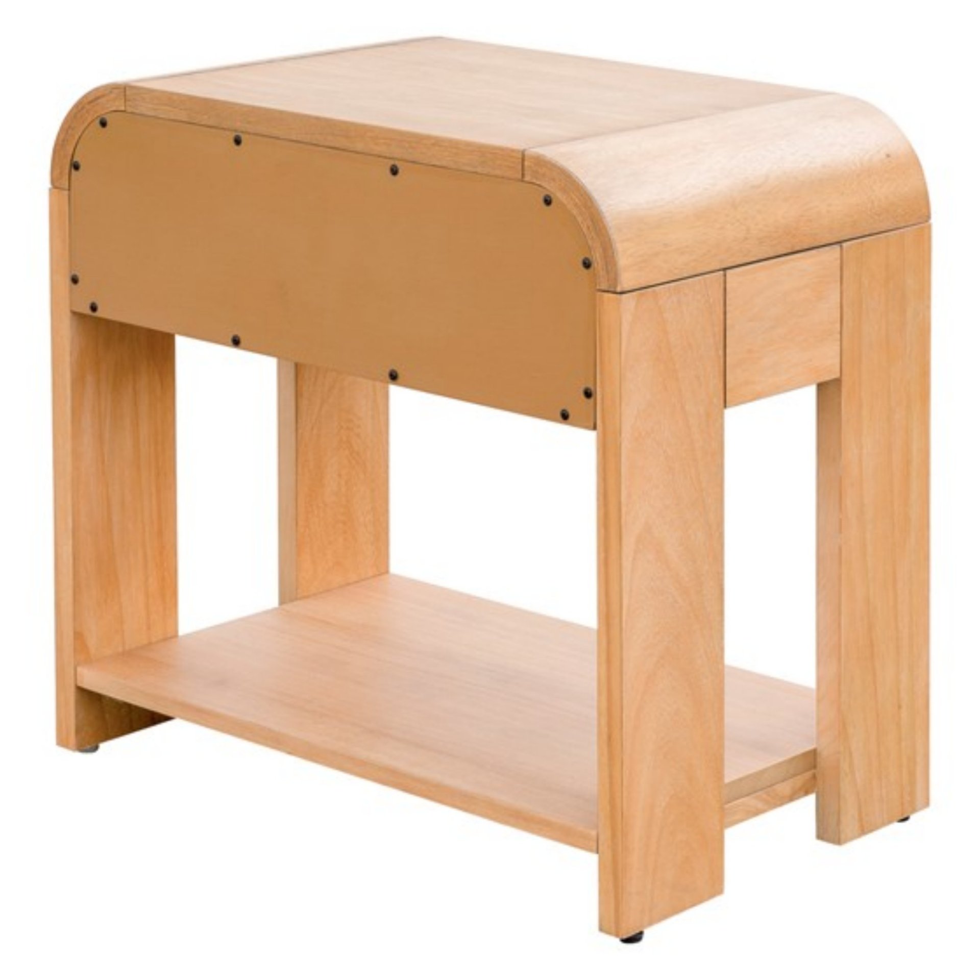 Modern 1 Drawer Waterfall Nightstand With Mid Century Design - Natural - Image 6