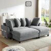 Modern L Shaped Sectional Sofa With Storage, Movable Ottoman, And Throw Pillows - Gray - Image 13