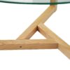 Round Glass Coffee Table Modern Cocktail Table With Tempered Glass Top & Sturdy Wood Base - Natural - Image 15