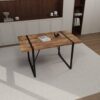 Modern Rural Industrial Dining Table, 55" Rectangular Wood With Metal Legs, Seats 4 - 6 - Wood - Image 6