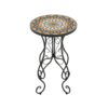 Vibrant French Country Round Ceramic Outdoor Side Table Ceramic Tile - Black - Image 5