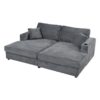 Oversized Loveseat Chaise Lounge Sectional Sofa Bed Corduroy Sleeper Sofa With 2 USB Ports, 2 Cup Holders And 2 Throw Pillows For Living Room And Bedroom - Dark Gray - Image 13