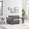Modern Convertible Sleeper Sofa Couch With Pull Out Bed With Pillows & Side Pockets For Small Space, Living Room - Gray - Image 2