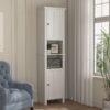 Wooden Bathroom Floor Storage Cabinet With 2 Doors And 6 Shelves - White - Image 6