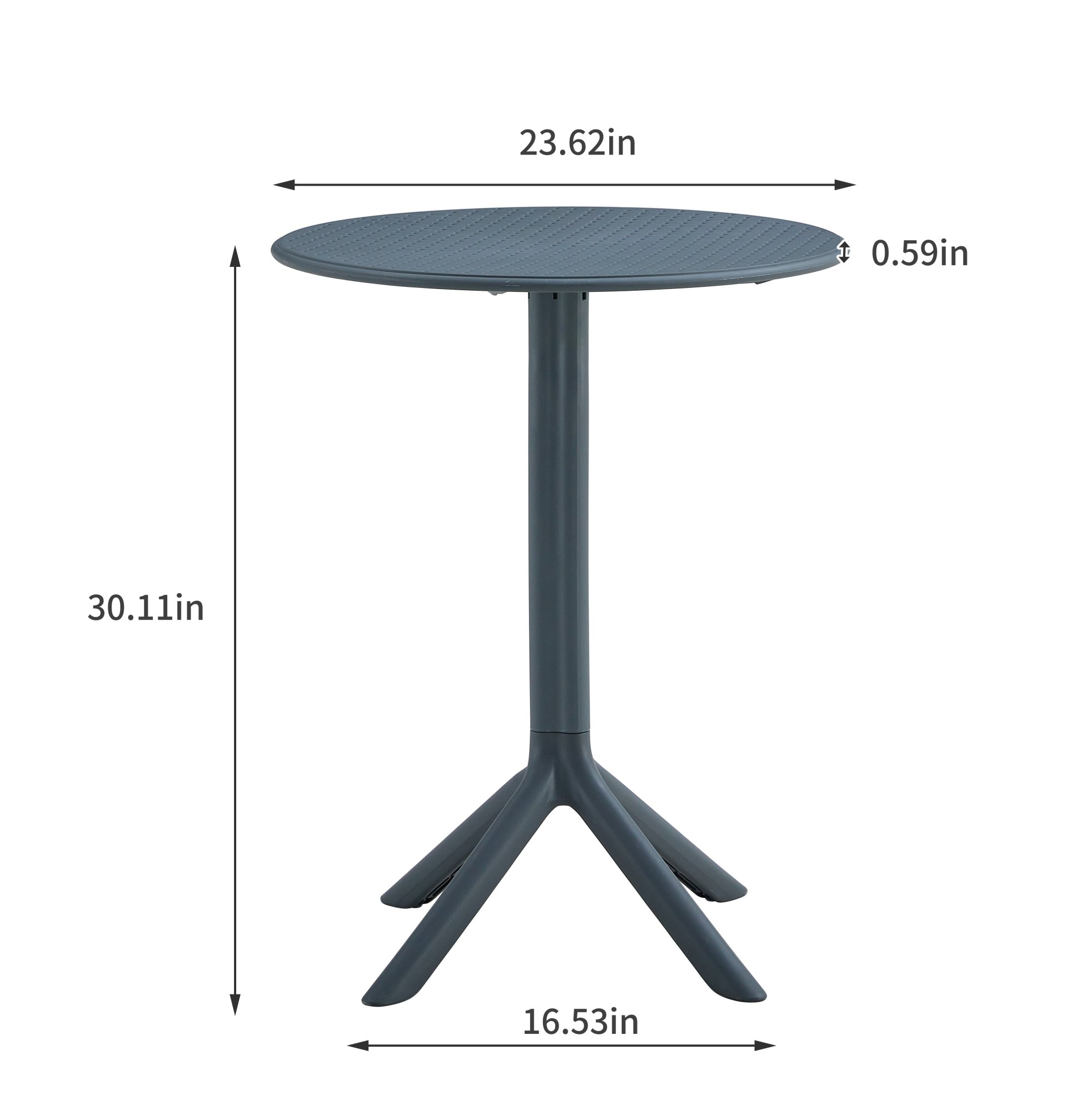 3 Piece Plastic Arm Chair Bistro Grs Premium Ocean Plastic - Charcoal - Image 3