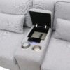 Upholstered Sofa With Console, 2 Cupholders And 2 USB Ports Wired Or Wirelessly Charged, Modern Linen Fabric Couches With 4 Pillows (4 Seat) - Light Gray - Image 16
