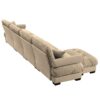 Modern Velvet L Shaped Sectional Cloud Sofa Convertible 4 Seater Couch & Waist Pillows - Camel - Image 13